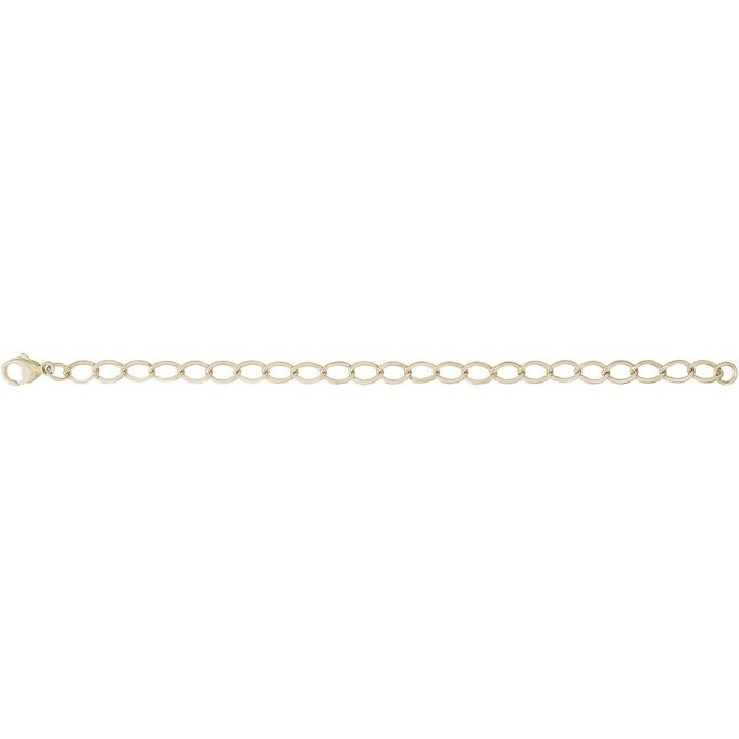This elegant adornment dazzles with oval-shaped sterling silver and yellow gold-plated links. The versatile 7-inch design includes a charming accent piece; perfect as a stylish standalone or as a statement stacker. With its timeless appeal and high-quality craftsmanship, this piece adds a sophisticated finish to any attire.