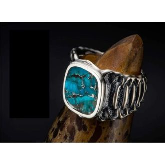 William Henry Echeclon Ring with Turquoise in Sterling Silver