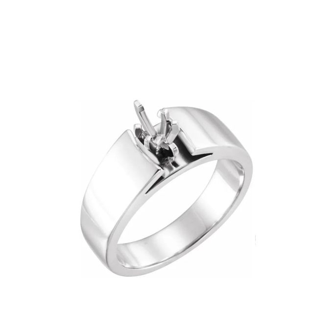 Cathedral Solitaire Ring Mounting in 14k White Gold