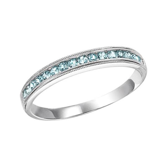Stackable Ring with Blue Topaz in 10k White Gold