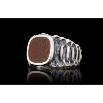 William Henry Echelon Ring with Dino Bone in Sterling Silver