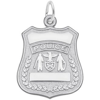 Police Badge Charm in Sterling Silver by Rembrandt Charms