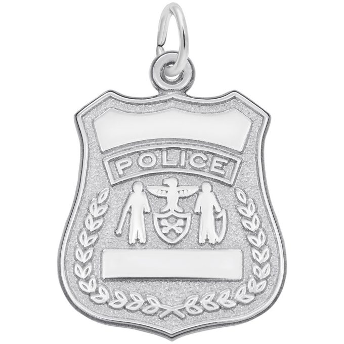 Police Badge Charm in Sterling Silver by Rembrandt Charms