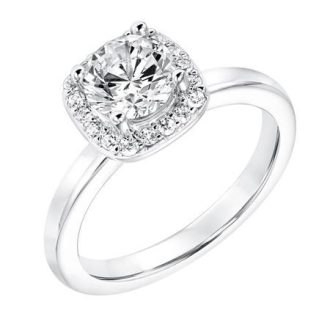 Halo Engagement Ring with .52ctw Round Diamonds in 14k White Gold