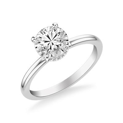 Semi Mounting Engagement Ring with .05ctw Round Diamonds in 14k White Gold
