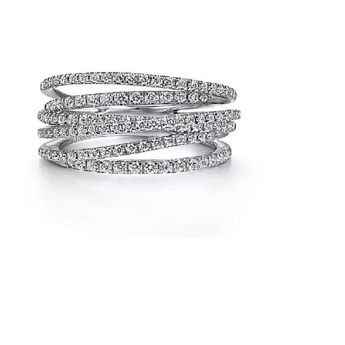Gabriel Multi-Row Ring with .99ctw Round Diamonds in 14k White Gold