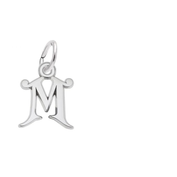 Rembrandt Curly Initial M Accent Charm in Sterling Silver
