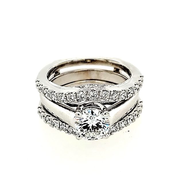 Pre-Owned Bridal Set with .96ct Ideal Cut Round Diamond in 14k White Gold
