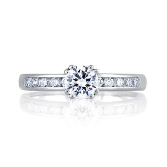 Semi Mounting Engagement Ring with .20ctw Round Diamonds in 18k White Gold