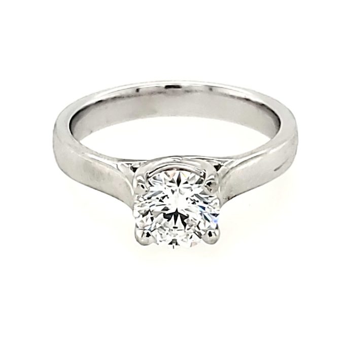 Pre-Owned Solitaire Ring with 1.01ct Round Lab Grown Diamond in 14k White Gold