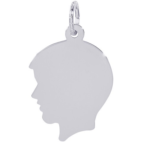 Personalized Boy Head Charm in Sterling Silver by Rembrandt Charms