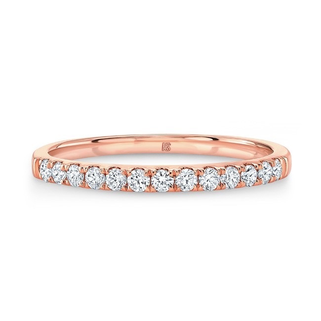 Wedding Band with .25ctw Round Diamonds in 18k Rose Gold