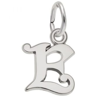 Rembrandt Curly Initial E Accent Charm in Sterling Silver