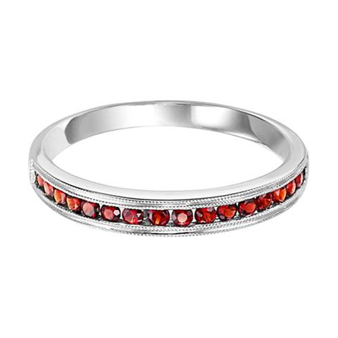 Stackable Ring with Garnets in 10k White Gold