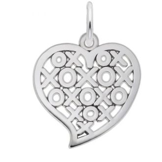 Rembrandt Hugs & Kisses Heart Charm in Sterling Silver