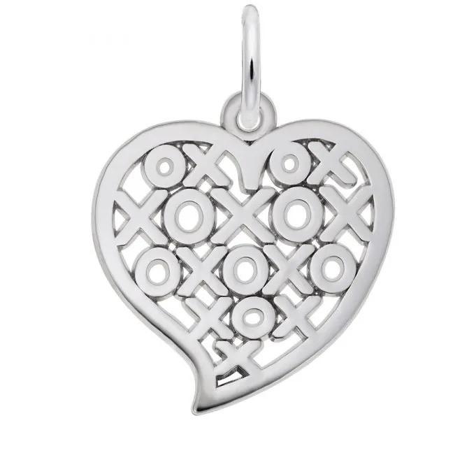 Rembrandt Hugs & Kisses Heart Charm in Sterling Silver