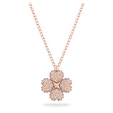 Swarovski Latisha Flower Necklace with Pink Crystals, Rose Gold-Plated