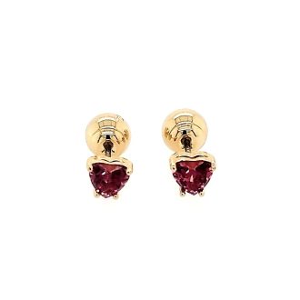 Swarovski Stilla stud earrings - Heart, Red, Gold-tone plated