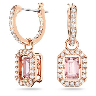 Swarovski Millenia Drop Earrings - Octagon cut, Pink, Rose gold-tone plated
