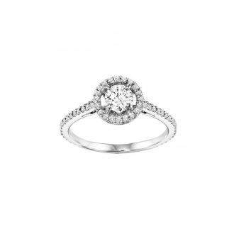 Halo Engagement Ring with .88ctw Round Diamonds in 14k White Gold