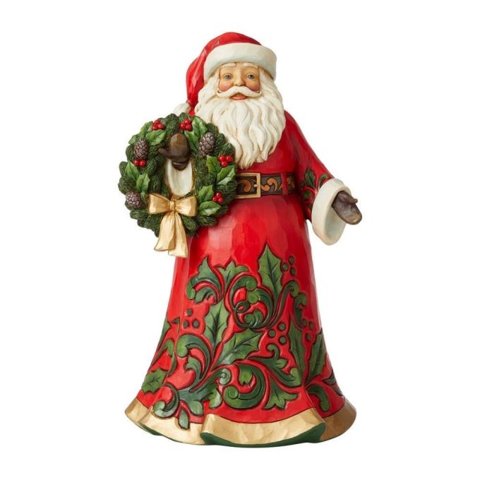 Jolly Santa Claus figure with a wreath in hand, ready to bring holiday cheer to your home.