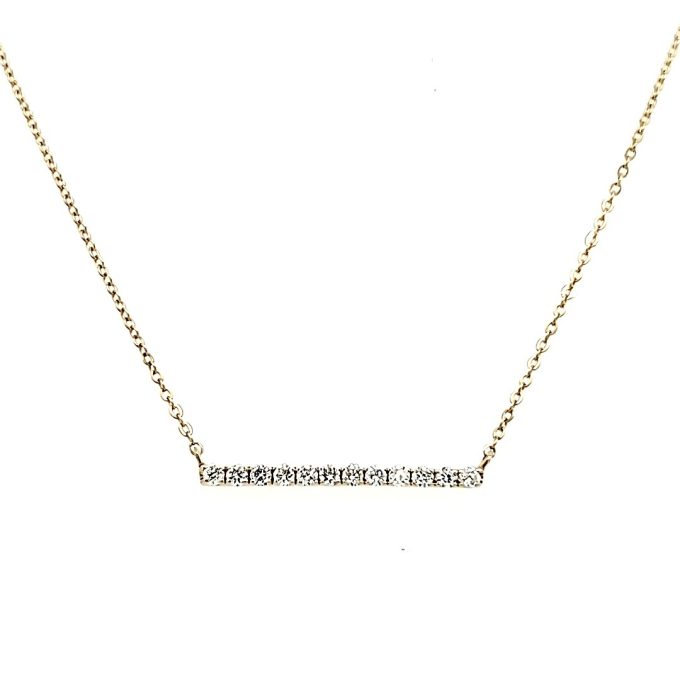 Bar Necklace with .13ctw Round Diamonds in 14k Yellow Gold