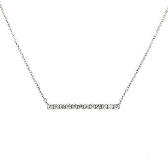 Bar Necklace with .13ctw Round Diamonds in 14k White Gold