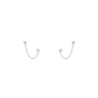 Double Post Drop Earrings with Crystals in 14k Rose Gold-Plate