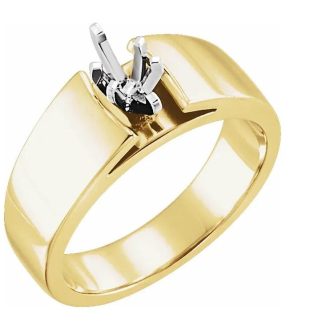 Cathedral Solitaire Ring Mounting in 14k Yellow Gold