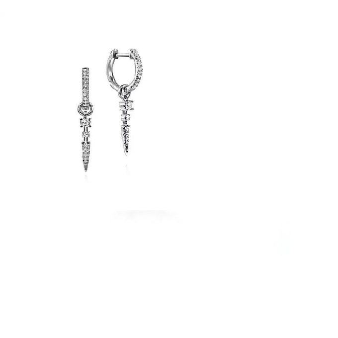 Gabriel Spike Dangle Earrings with .31ctw Round Diamonds in 14k White Gold