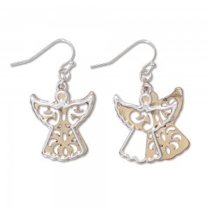 Gold and Silver-Plated Angel Earrings