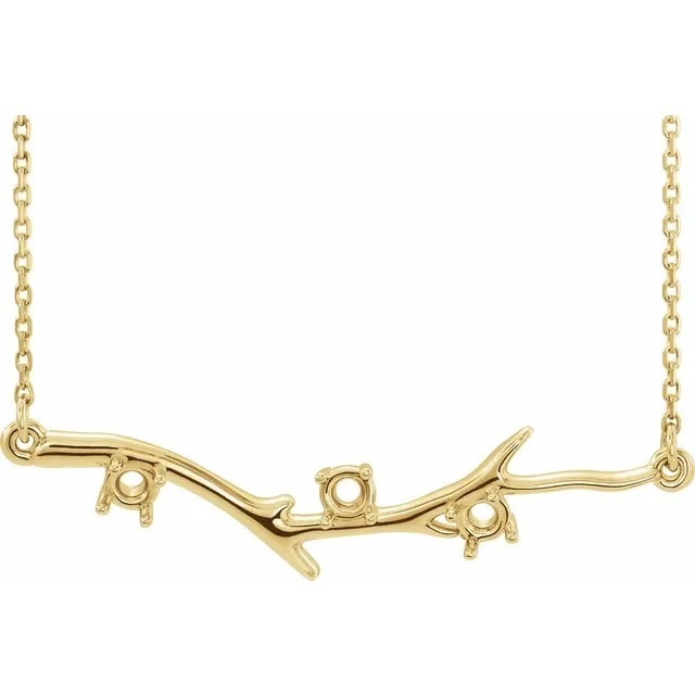 Family Tree Branch Necklace in 14k Yellow Gold