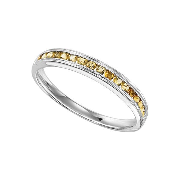Stackable Birthstone Ring with Channel Set Citrine in 10k White Gold