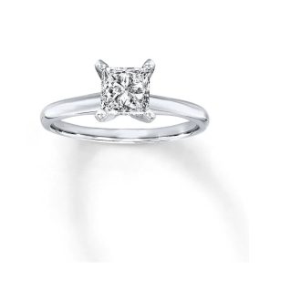 Solitaire Engagement Ring White Gold 14K Princess Cut Diamond 0.25 Ctw