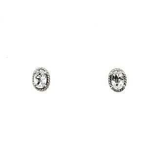 Stud Earrings with White Topaz in Sterling Silver