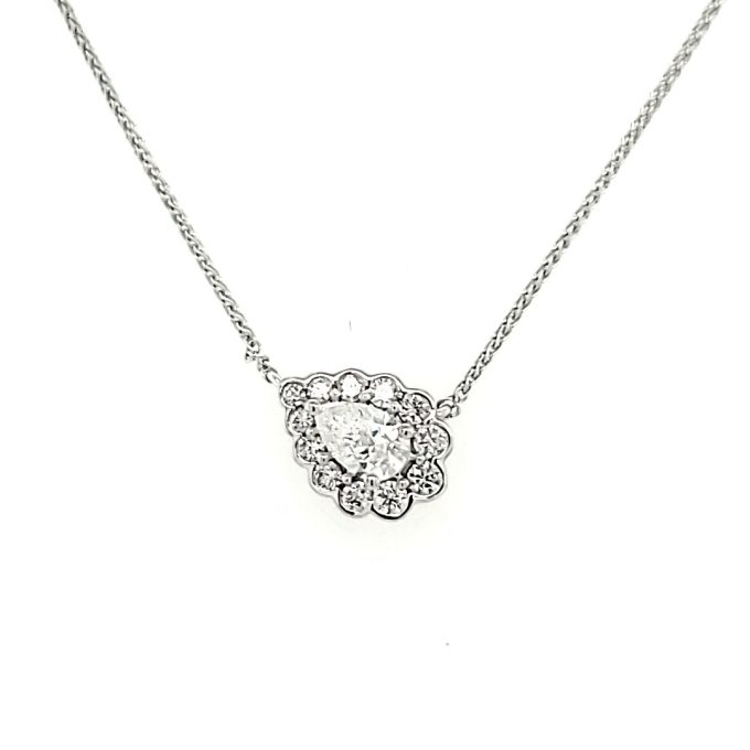 Teardrop Necklace with .37ctw Round Lab Grown Diamonds in 14k White Gold
