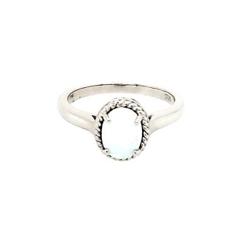 Lab-Created Oval Opal Gemstone Ring in Sterling Silver