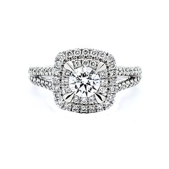 Halo Engagement Ring with 1ctw Round Lab Grown Diamonds in 14k White Gold