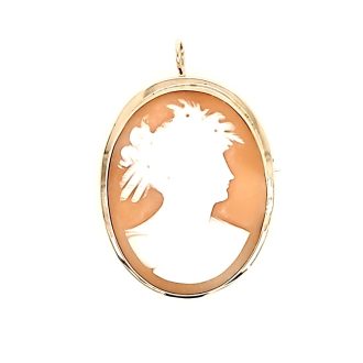 Cameo Necklace/Brooch in 14k Yellow Gold