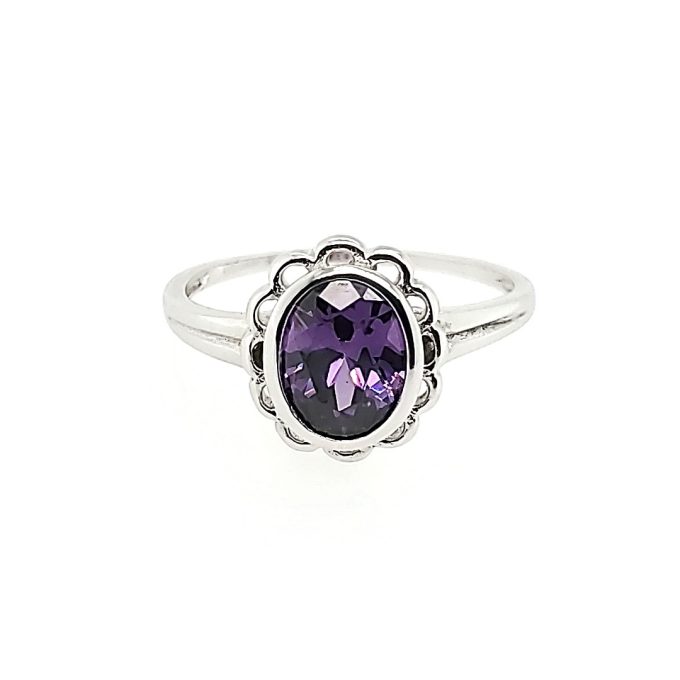 Oval February Birthstone Ring in Sterling Silver