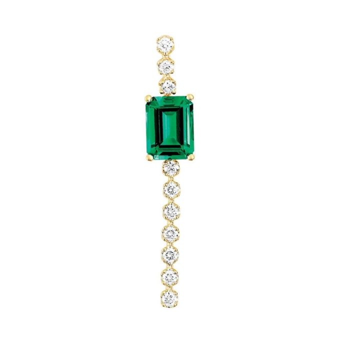 Fashion Necklace with Lab Grown Emerald and .25ctw Round Lab Grown Diamonds in 14k Yellow Gold