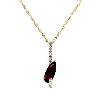 Fashion Necklace with Lab Grown Ruby and .11ctw Lab Grown Diamonds in 14k Yellow Gold