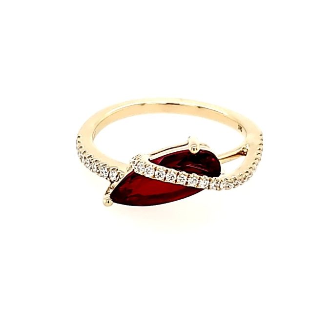 Fashion Ring with Lab Grown Ruby and .19ctw Round Lab Grown Diamonds in 14k Yellow Gold