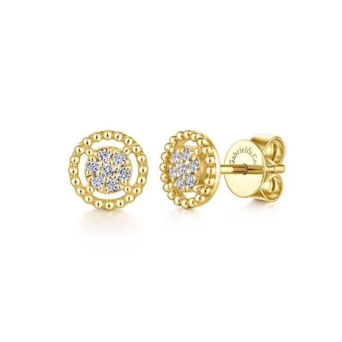 Gabriel & Co Diamond Earrings with .11ctw Round Diamonds in 14k Yellow Gold
