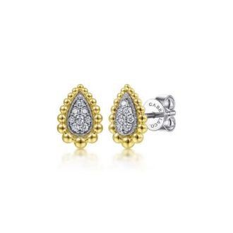 Gabriel & Co Bujukan Stud Earrings with .16ctw Round Diamonds in 14k Two-Tone
