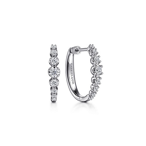 Gabriel Buttercup Hoop Earrings with .49ctw Round Diamonds in 14k White Gold