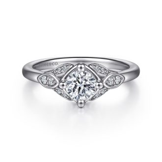 Gabriel 14K White Gold Round Diamond Engagement Ring