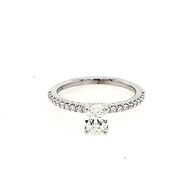 Gabriel & Co. Engagement Ring with .66ctw Oval and Round Diamonds in 14k White Gold