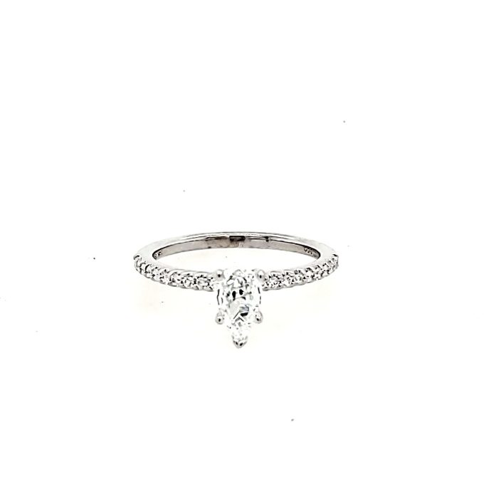 Gabriel & Co. Engagement Ring with .59ctw Pear and Round Diamonds in 14k White Gold