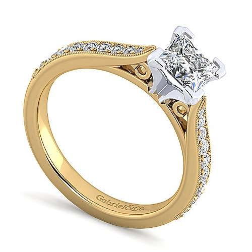 Gabriel & Co Semi-Mount Engagement Ring with .25ctw Round Diamonds in 18k Yellow Gold